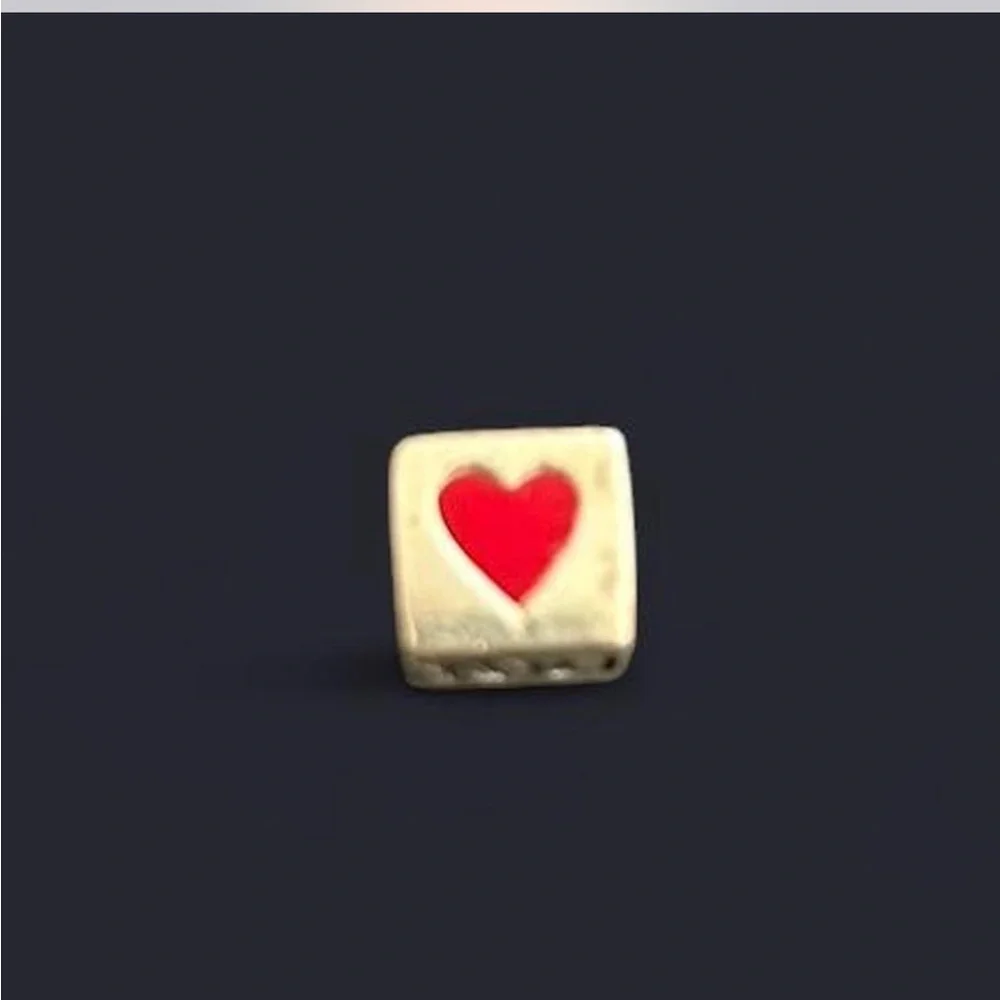 Heart Cube Sterling Silver Charm for Pandora Bracelet - Picture 4 of 5